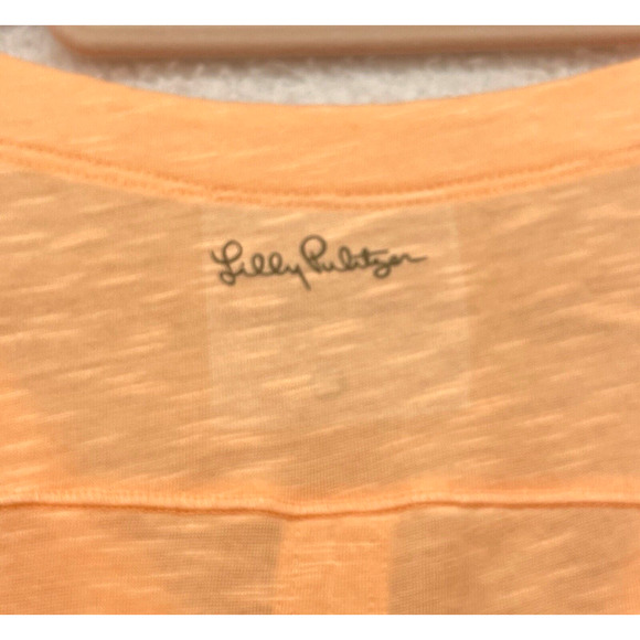 Lilly Pulitzer Shirt Womens Medium Orange Brodie Top Luxletic Melon Glow V Neck - Picture 5 of 11